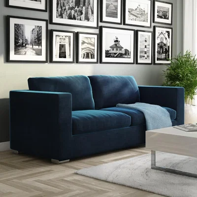 Furniture123 Navy Blue Velvet 3 Seater Sofa - Clara