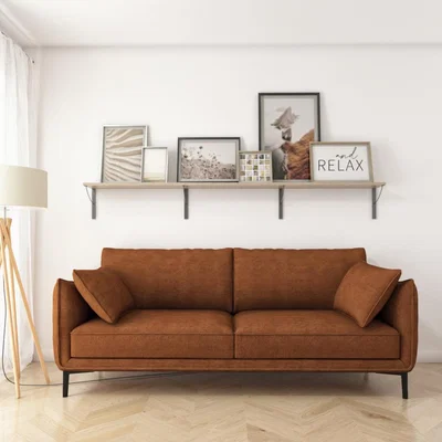 Furniture123 Burnt Orange 3 Seater Cord Fabric Sofa - Maeve