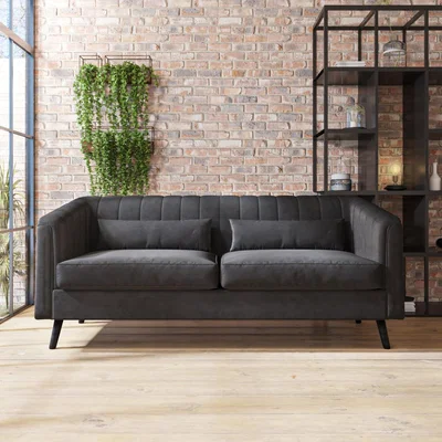Furniture123 Grey Velvet 3 Seater Sofa - Lotti