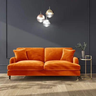 Furniture123 Orange Velvet 3 Seater Sofa - Payton