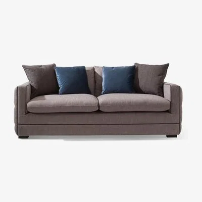 Furniture123 Light Grey 3 Seater Sofa with Deep Button Arms