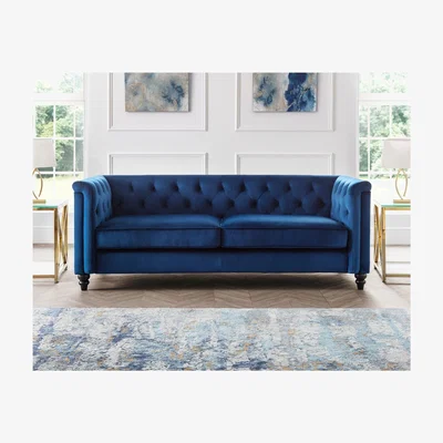 Furniture123 Julian Bowen Sandringham 3 Seater Sofa in Blue Velvet