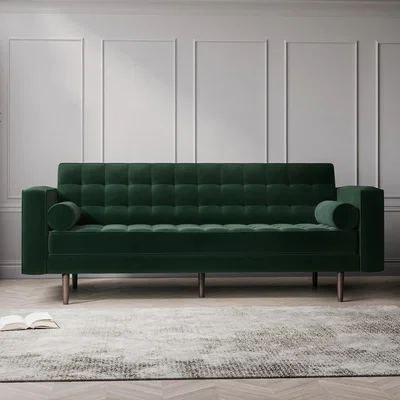 Furniture123 Dark Green Velvet 3 Seater Sofa - Zane