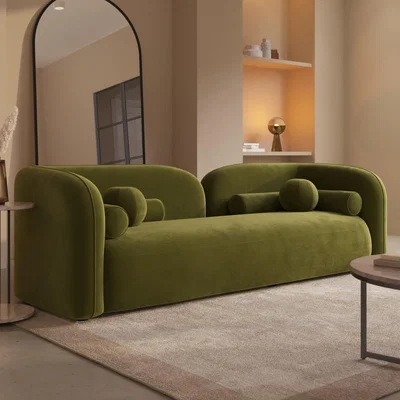 Furniture123 Olive Green Velvet 3 Seater Sofa - Elma