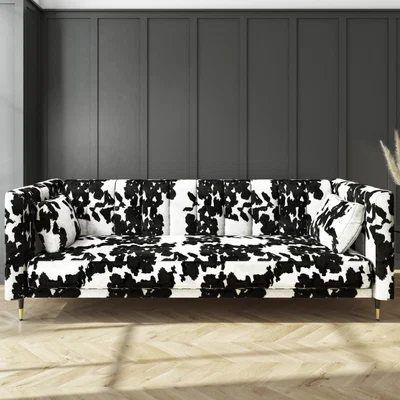 Furniture123 Cow Print 3 Seater Sofa Bed with Cushions - Sleeps 2 - Mabel