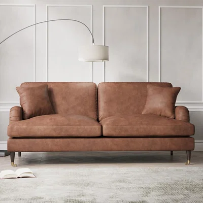 Furniture123 Faux Leather 3 Seater Sofa in Tan - Payton