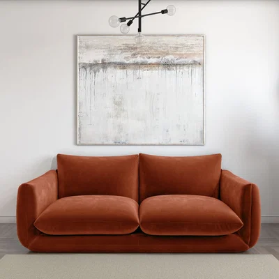 Furniture123 Burnt Orange Velvet 3 Seater Sofa - Bodi