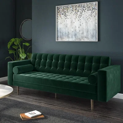 Furniture123 Green Velvet 3 Seater Sofa - Elba