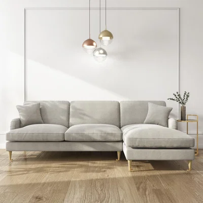 Furniture123 Beige Fabric 3 Seater L Shaped Sofa - Right Hand Facing - Payton
