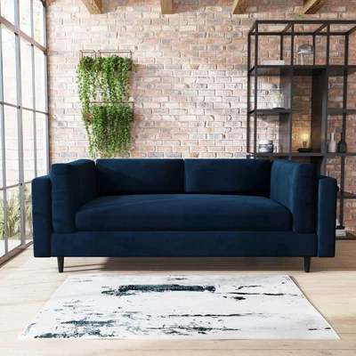 Furniture123 Navy Blue Velvet 3 Seater Sofa in a Box - Frankie