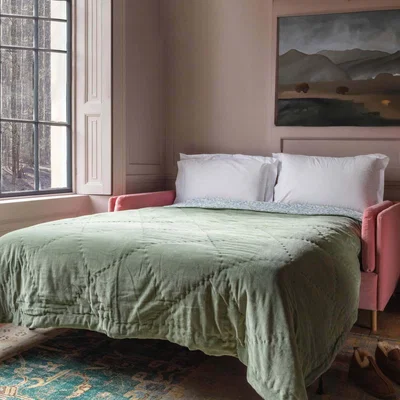 Graham & Green Edwina 3 Seater Sofa Bed - Caleido Powder Pink