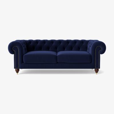 Habitat Swoon Winston Velvet 3 Seater Sofa - Ink Blue