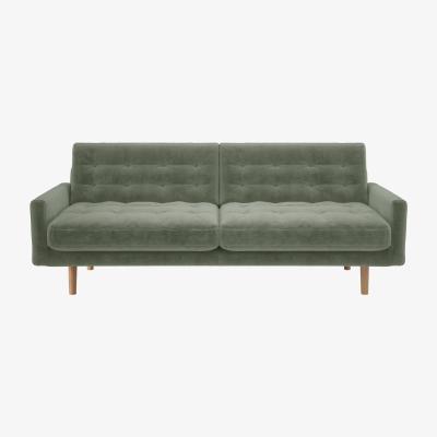 Habitat Habitat Fenner Velvet 3 Seater Sofa - Light Feet- Sage Green