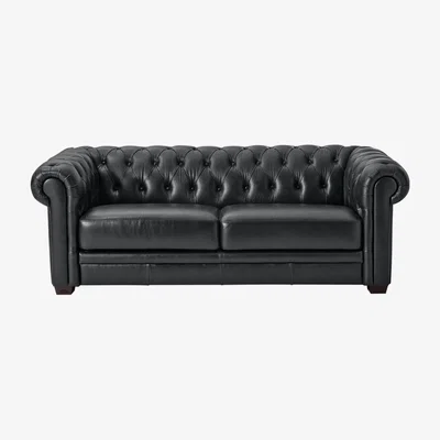 Habitat Habitat Chesterfield 3 Seater Leather Sofa - Black