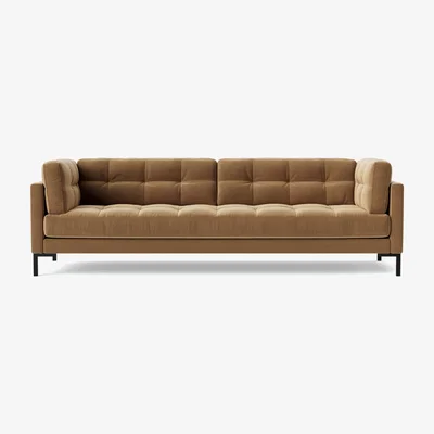 Habitat Swoon Landau Velvet 3 Seater Sofa - Biscuit