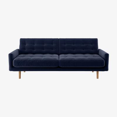 Habitat Habitat Fenner 3 Seater Velvet Sofa - Navy