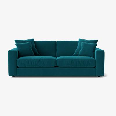 Habitat Swoon Althaea Velvet 3 Seater Sofa - Kingfisher Blue