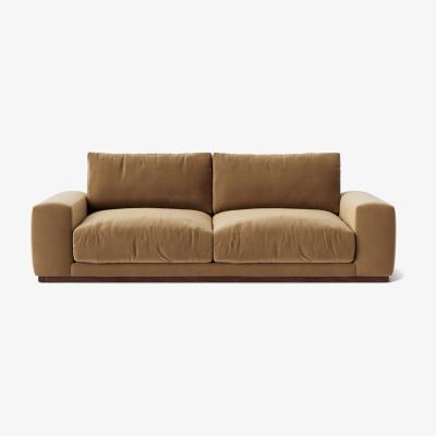 Habitat Swoon Denver Velvet 3 Seater Sofa - Biscuit