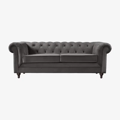 Habitat Habitat Chesterfield 3 Seater Velvet Sofa - Charcoal