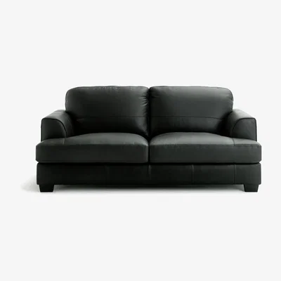 Habitat Habitat Elmton 3 Seater Leather Sofa - Black