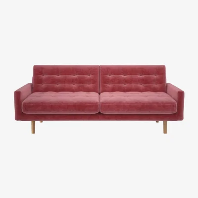 Habitat Habitat Fenner 3 Seater Velvet Sofa - dusty rose