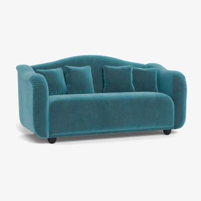Heal's Heal's Tetbury 3 Seater Sofa Smart Luxe Velvet Airforce Blue  Walnut Stained Beech Feet