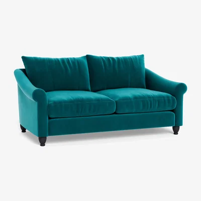 Heal's Heal's Devon 3 Seater Smart Velvet Petrol Dark Brown Stain Beech Feet - Heal's UK Furniture