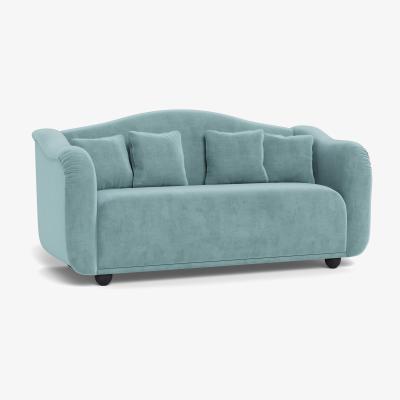 Heal's Heal's Tetbury 3 Seater Sofa Smart Luxe Velvet Mineral Blue Natural Feet