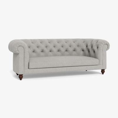 Heal's Heal's Fitzrovia 3 Seater Sofa Smart Linen Mix Silver Natural Oak Feet - Heal's UK Furniture