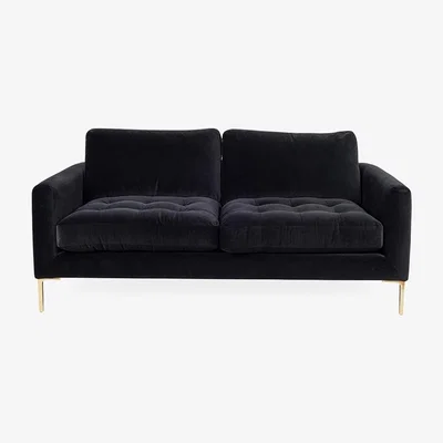 Heal's Heal's Eton 3 Seater Sofa Smart Luxe Velvet Mushroom Black Feet - Heal's UK Furniture
