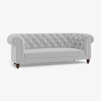 Heal's Heal's Fitzrovia 3 Seater Sofa Velvet Platinum Natural Feet - Heal's UK Furniture