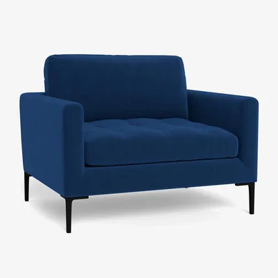 Heal's Heal's Eton Loveseat Velvet Petrol Black Feet - Heal's UK Furniture