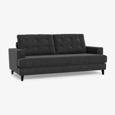 Heal's Heal's Mistral 3 Seater Sofa Smart Luxe Velvet Nickel Black Feet