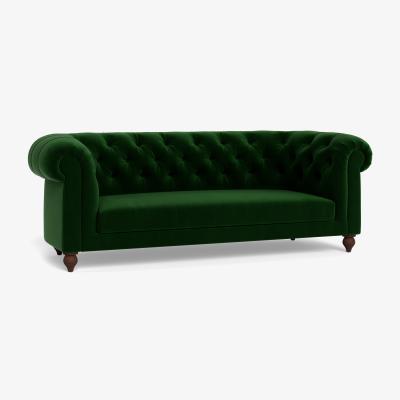 Heal's Heal's Fitzrovia 3 Seater Sofa Smart Velvet Forest Natural Feet - Heal's UK Furniture