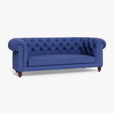 Heal's Heal's Fitzrovia 3 Seater Brushed Cotton Cobalt Stained Oak Feet - Heal's UK Furniture