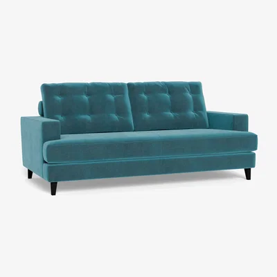 Heal's Heal's Mistral 3 Seater Sofa Smart Luxe Velvet Airforce Blue Black Feet