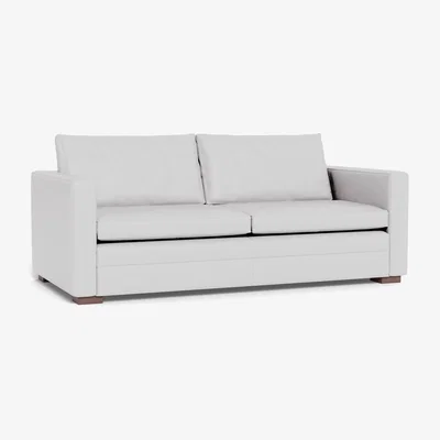 Heal's Heal's Palermo 3 Seater Sofa Leather Grain White 000 Brass and Walnut Feet - Heal's UK Furniture