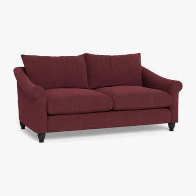 Heal's Heal's Devon 3 Seater Smart Linen Mix Maroon Dark Brown Stain Beech Feet - Heal's UK Furniture