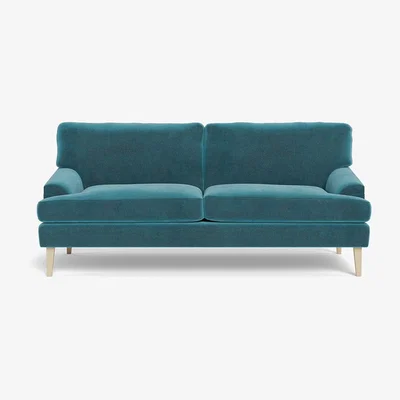 Heal's Heal's Stanton 3 Seater Sofa Smart Luxe Velvet Airforce Blue Natural Feet