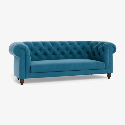 Heal's Heal's Fitzrovia 3 Seater Sofa Smart Velvet Ocean Natural Feet - Heal's UK Furniture