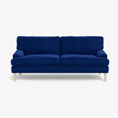 Heal's Heal's Stanton 3 Seater Sofa Smart Luxe Velvet Azure Natural Feet