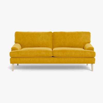 Heal's Heal's Stanton 3 Seater Sofa Smart Luxe Velvet Canary Natural Feet