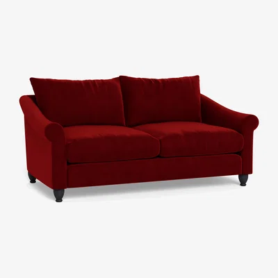Heal's Heal's Devon 3 Seater Smart Luxe Velvet Mulberry Black Stain Beech Feet - Heal's UK Furniture