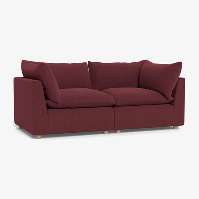 Heal's Heal's Astrid 3 Seater Sofa Smart Linen Maroon Walnut Stained Beech Feet