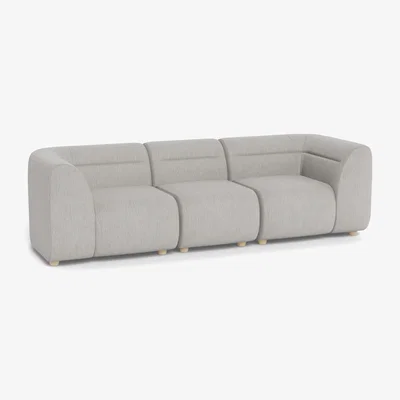 Heal's Heal's Lilli 3 Seater Sofa Smart Linen Mix Silver Natural Ash Feet - Heal's UK Furniture