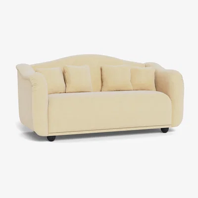 Heal's Heal's Tetbury 3 Seater Sofa Smart Luxe Velvet Biscuit Walnut Stained Beech Feet