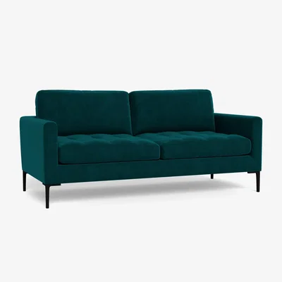 Heal's Heal's Eton 3 Seater Sofa Textured Boucle Fern Brass Feet - Heal's UK Furniture