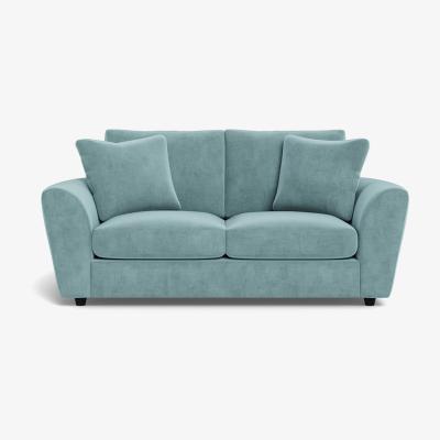 Heal's Heal's Snooze 3 Seater Sofa Smart Luxe Velvet Mineral Blue Black Feet