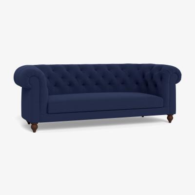 Heal's Heal's Fitzrovia 3 Seater Sofa Melton Wool New Navy Chestnut Stain Feet - Heal's UK Furniture