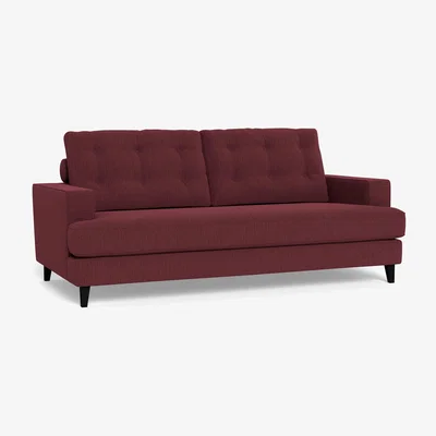 Heal's Heal's Mistral 3 Seater Sofa Smart Linen Mix Maroon Black Feet